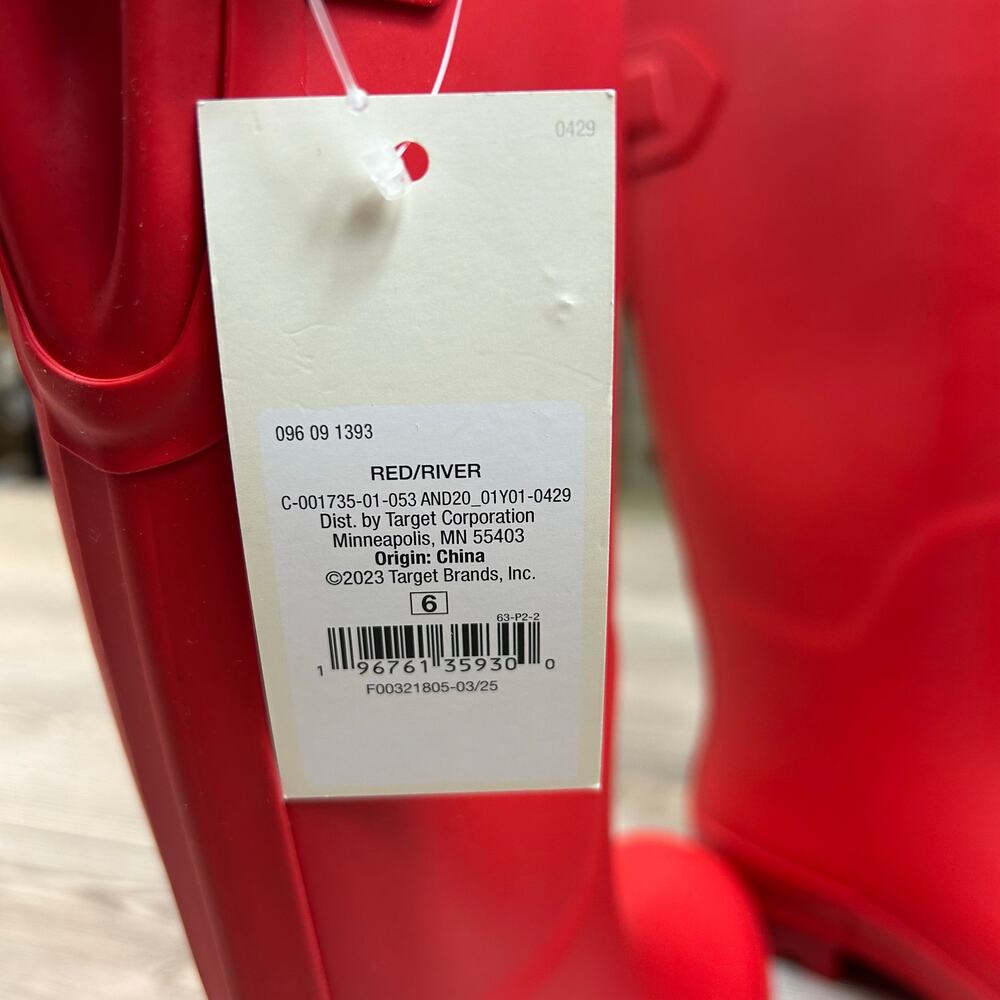 A New Day River Tall Rain Boots Red 6 NWT - Picture 7 of 8